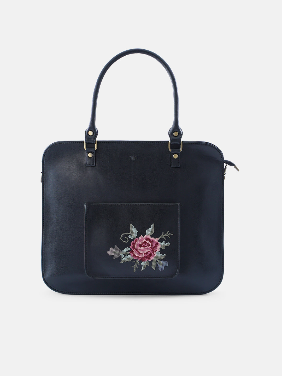 Mountain Bride Cross Stitched Laptop Bag - Black