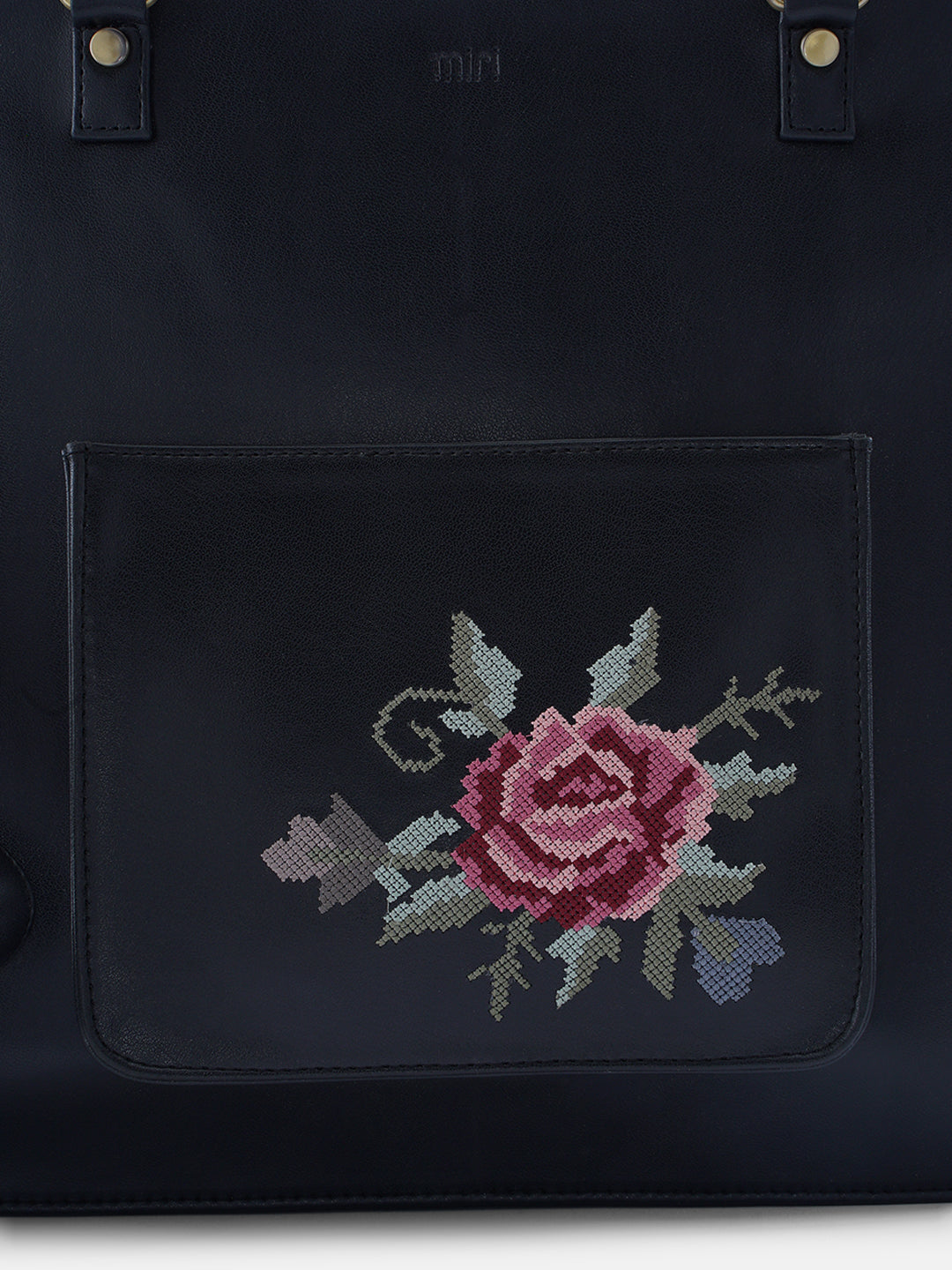 Mountain Bride Cross Stitched Laptop Bag - Black