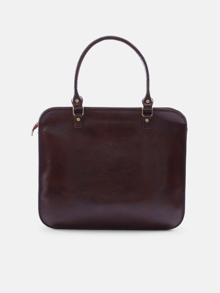 Mountain Bride Cross Stitched Laptop Bag - Brown