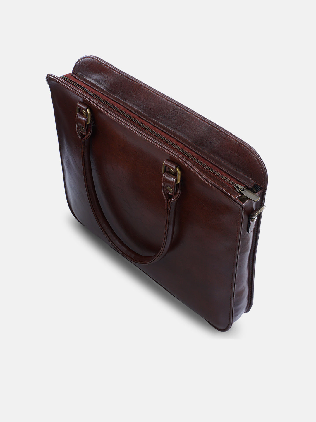 Mountain Bride Cross Stitched Laptop Bag - Brown