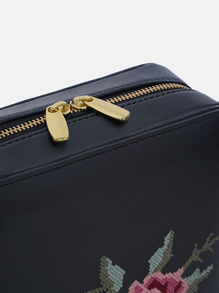 Mountain Bride Cross Stitched Square Sling - Black