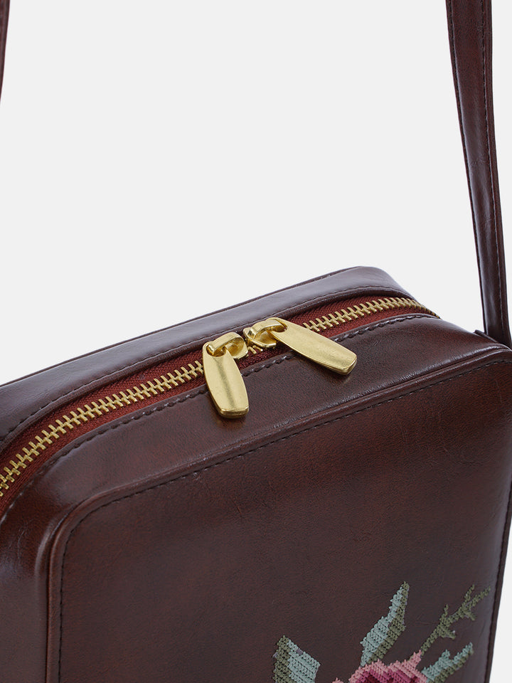 Mountain Bride Cross Stitched Sqare Sling - Brown