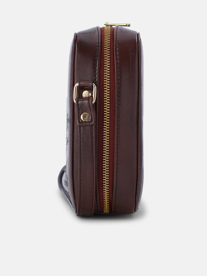 Mountain Bride Cross Stitched Sqare Sling - Brown