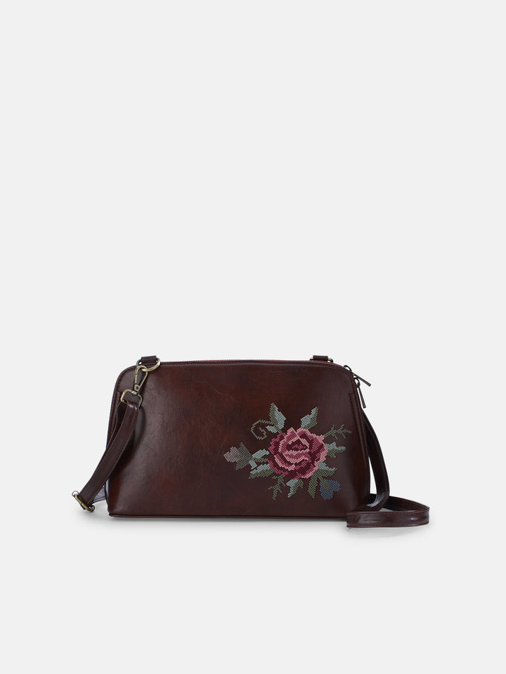 Mountain Bride Cross Stitched Lodhi Sling - Brown