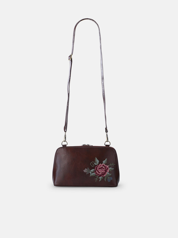Mountain Bride Cross Stitched Lodhi Sling - Brown