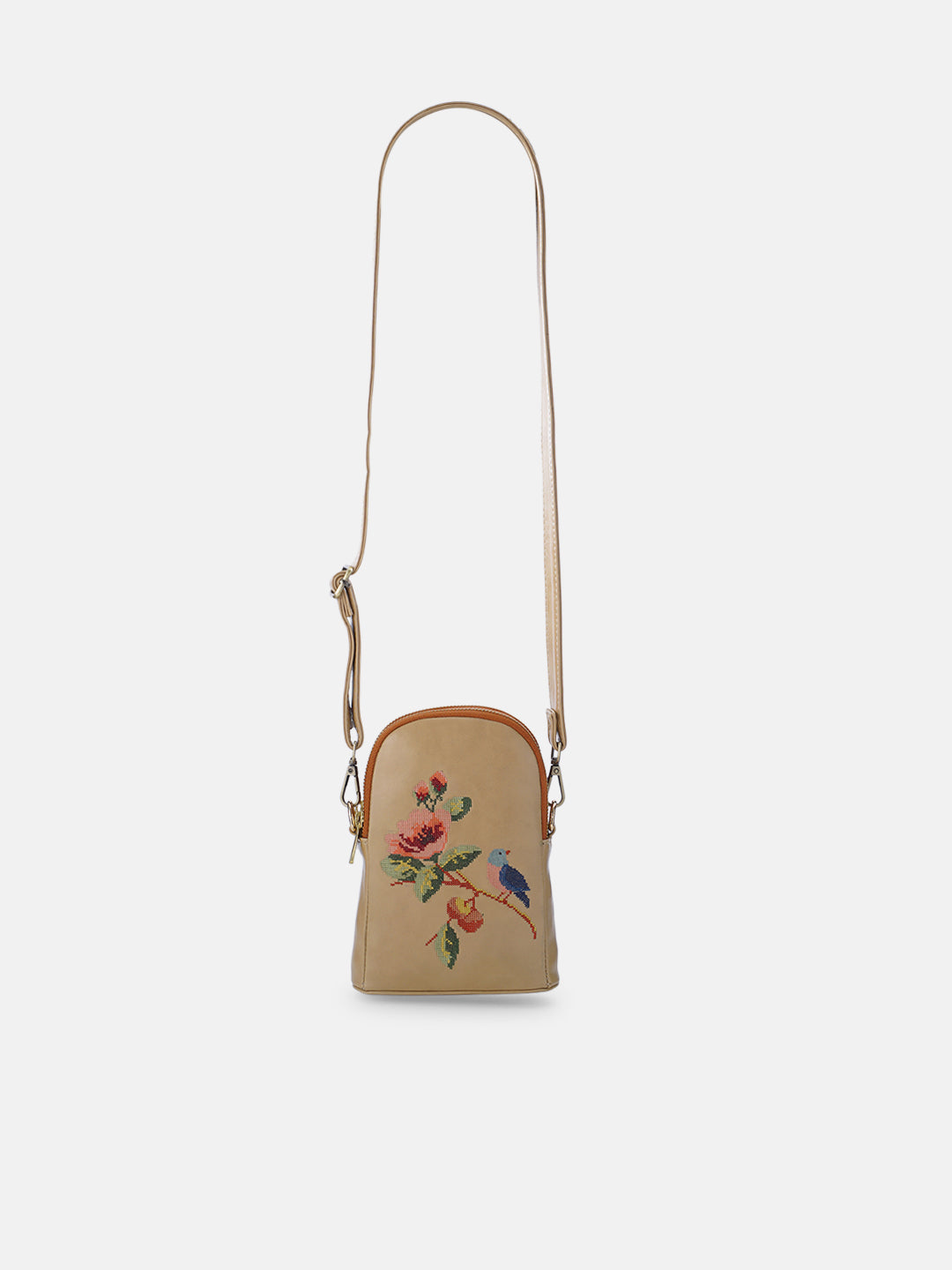 Morning Melody Cross Stitched Jodi Pouch Sling - Beige