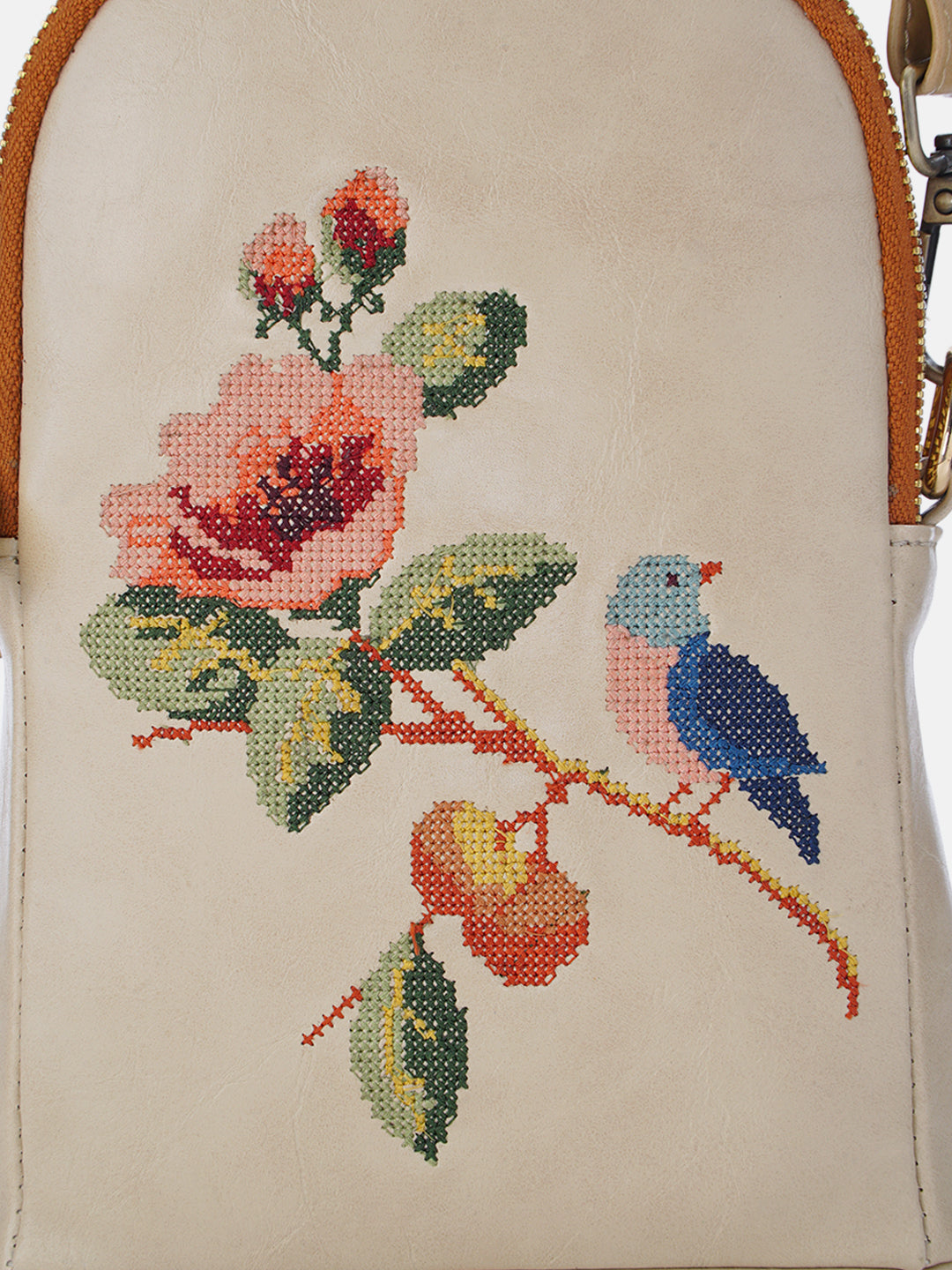 Morning Melody Cross Stitched Jodi Pouch Sling - Off White