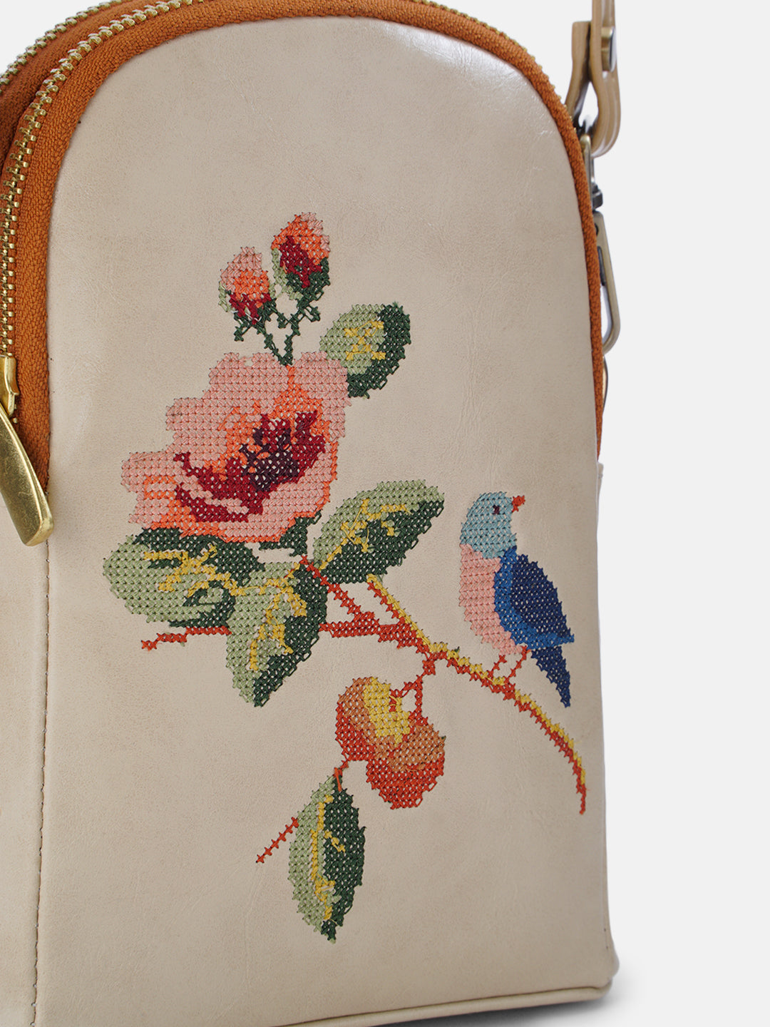 Morning Melody Cross Stitched Jodi Pouch Sling - Off White