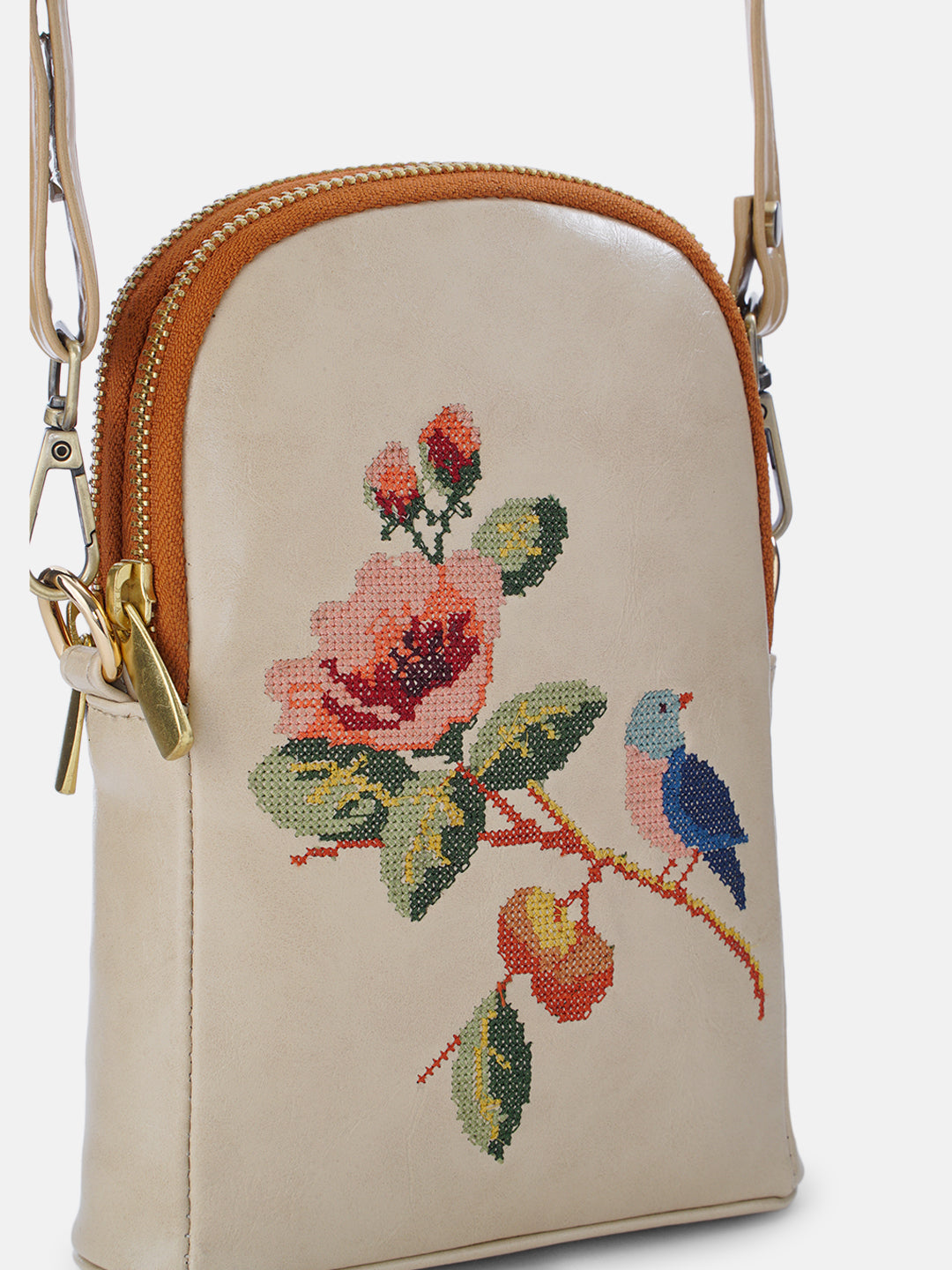 Morning Melody Cross Stitched Jodi Pouch Sling - Off White