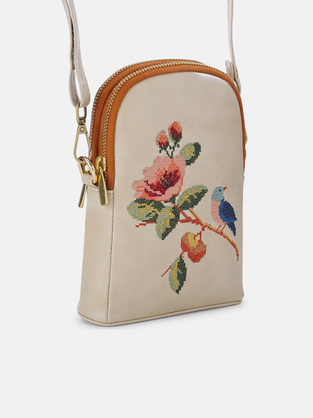 Morning Melody Cross Stitched Jodi Pouch Sling - Off White