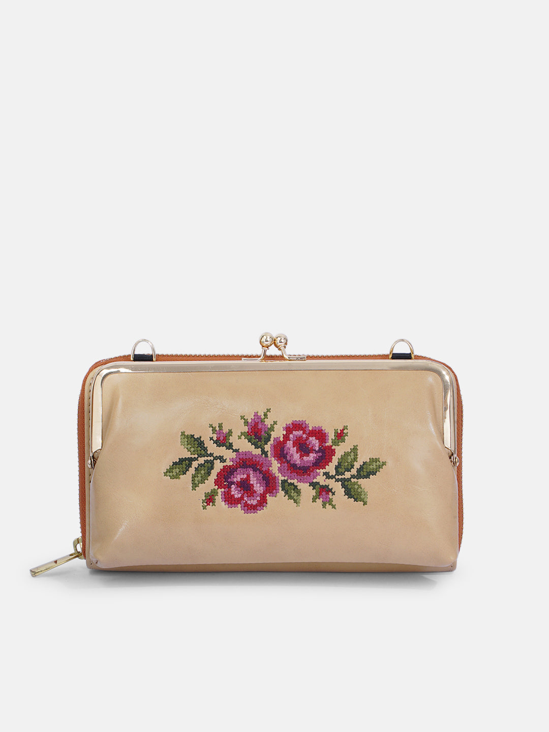 Coonoor Dream Cross Stitched Mobile Sling - Beige