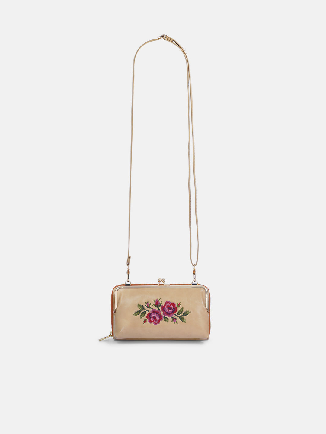Coonoor Dream Cross Stitched Mobile Sling - Beige
