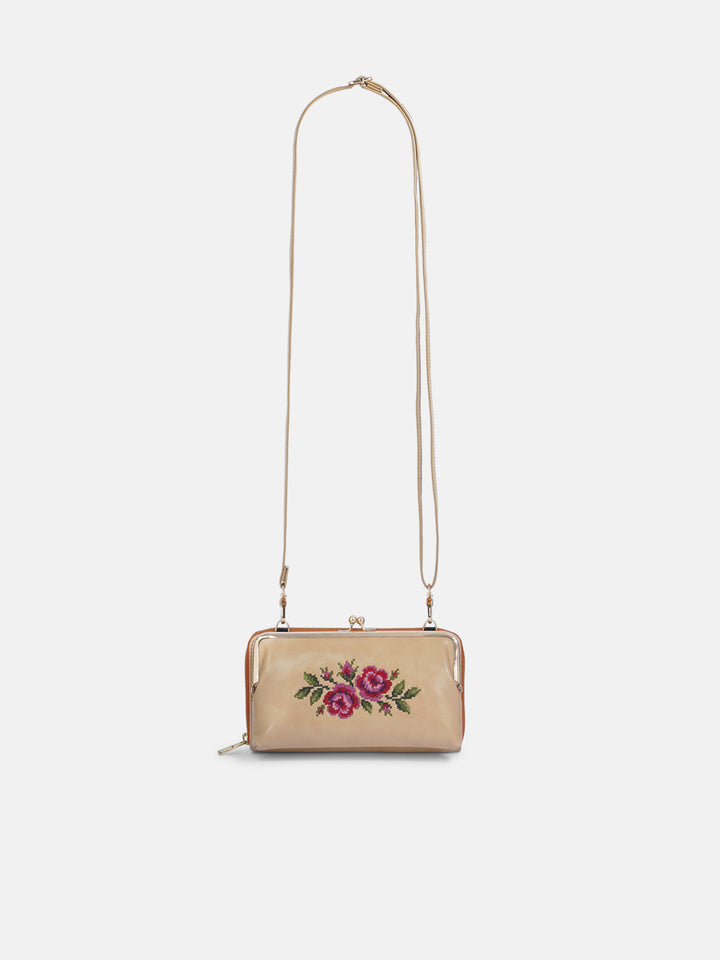 Coonoor Dream Cross Stitched Mobile Sling - Beige