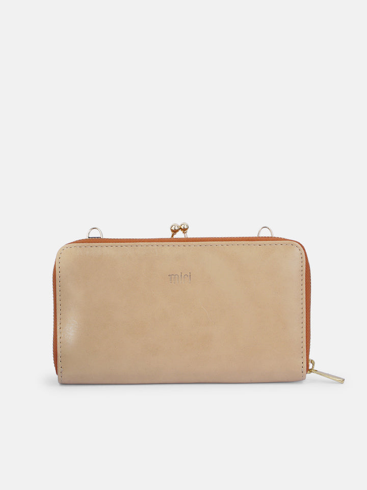 Coonoor Dream Cross Stitched Mobile Sling - Beige