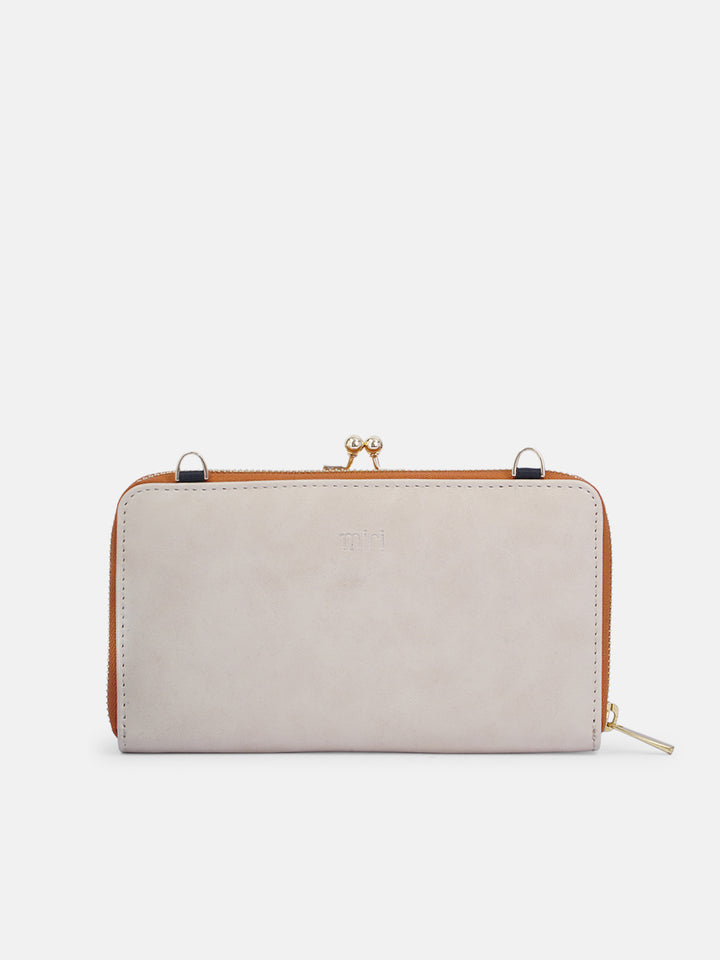 Coonoor Dream Cross Stitched Mobile Wallet Sling - Off White