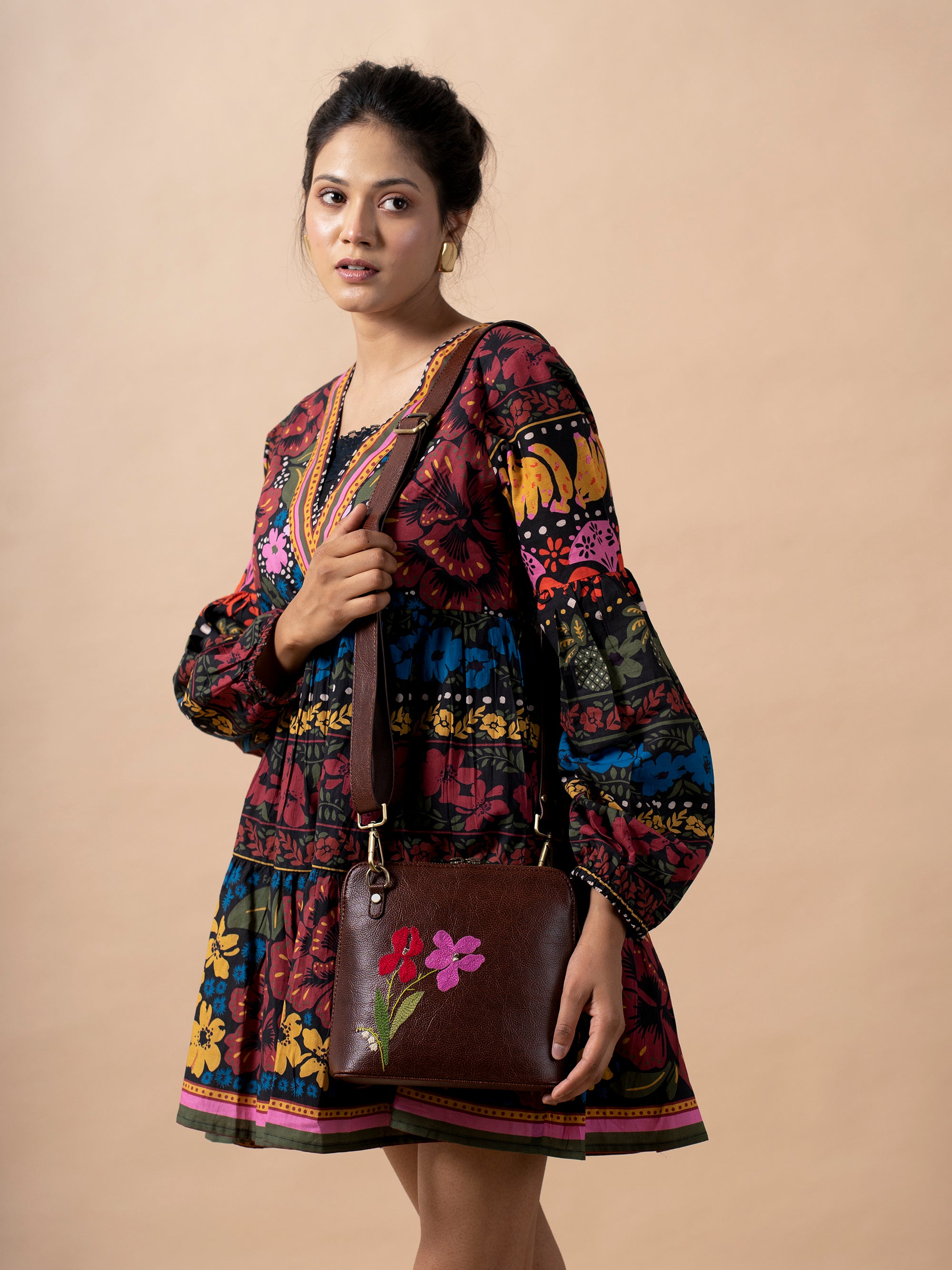 Mid Size Brown Iris Sling Bag – Miri