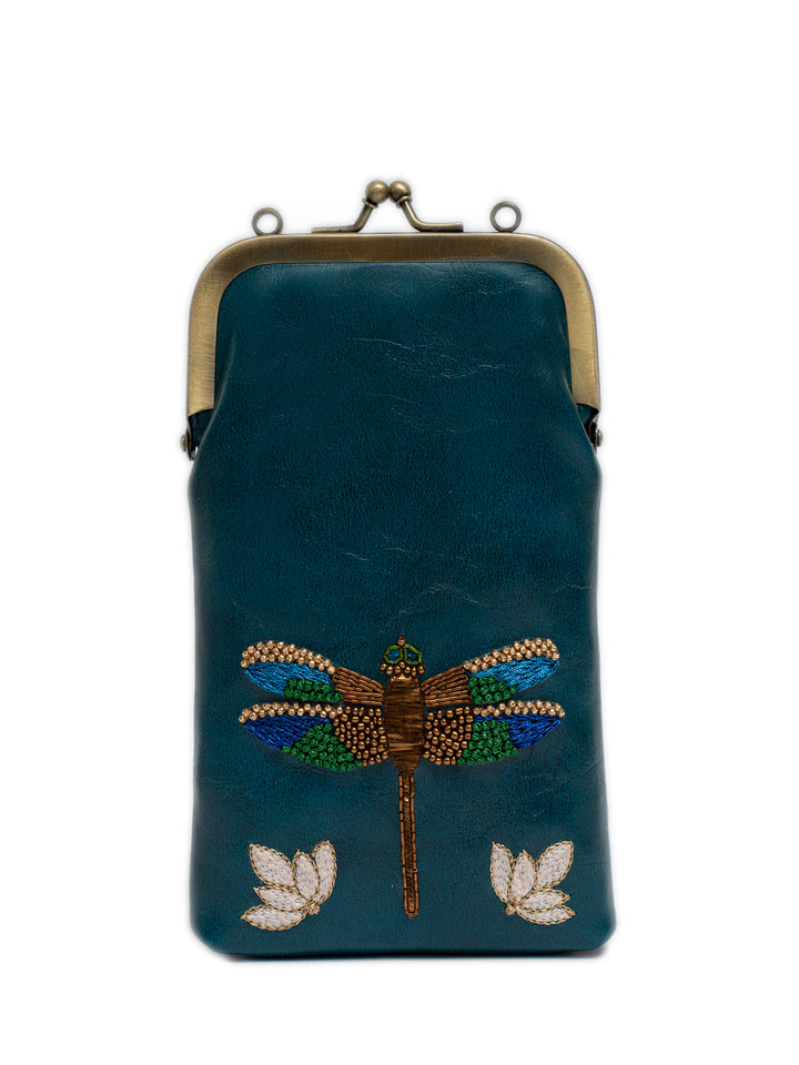 Hand Embroidered Dragonfly Mobile Sling