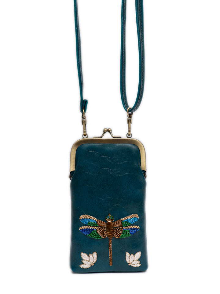 Hand Embroidered Dragonfly Mobile Sling