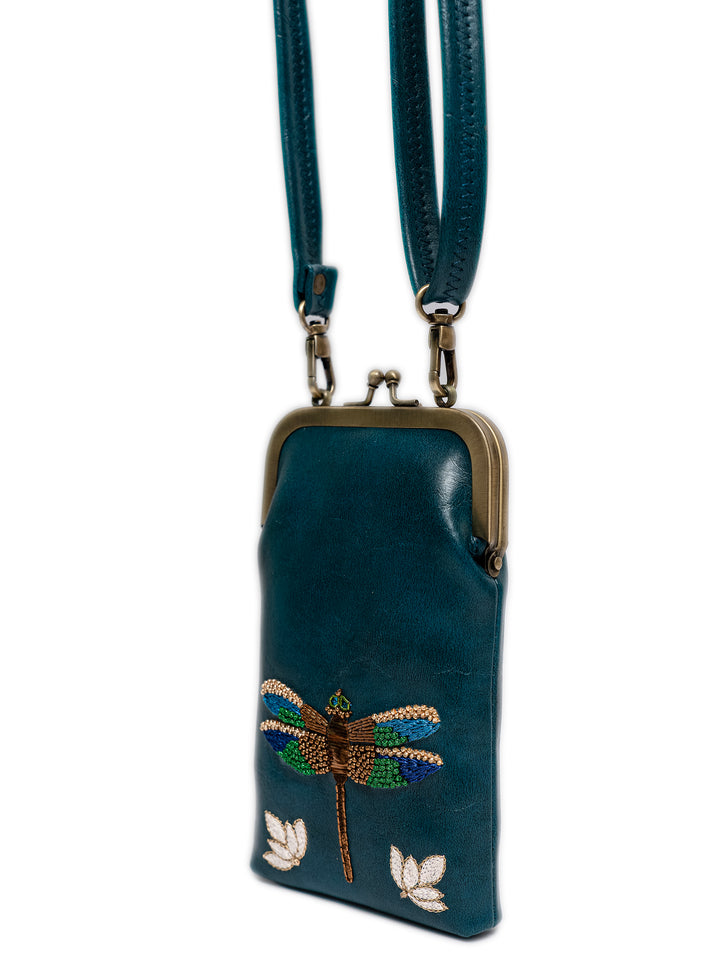 Hand Embroidered Dragonfly Mobile Sling