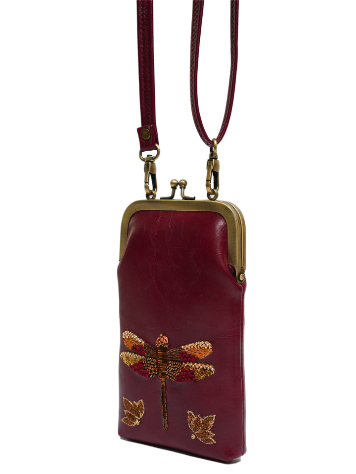 Hand Embroidered Dragonfly Mobile Sling