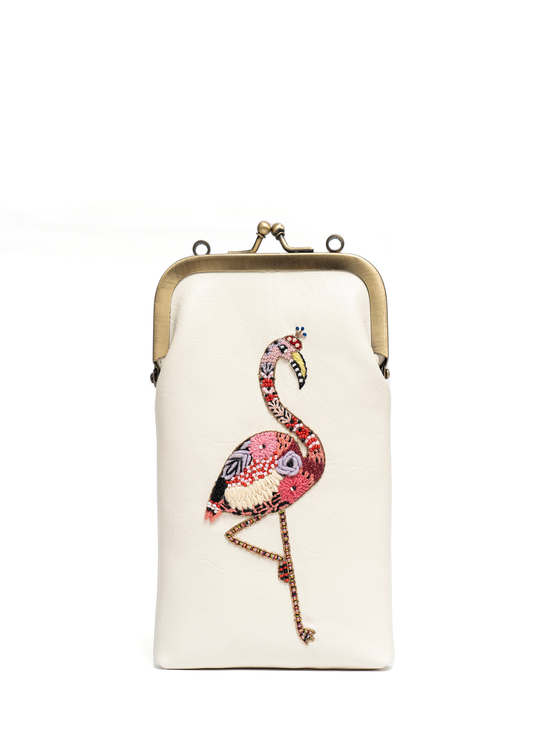 Hand Embroidered Flamingo Mobile Sling
