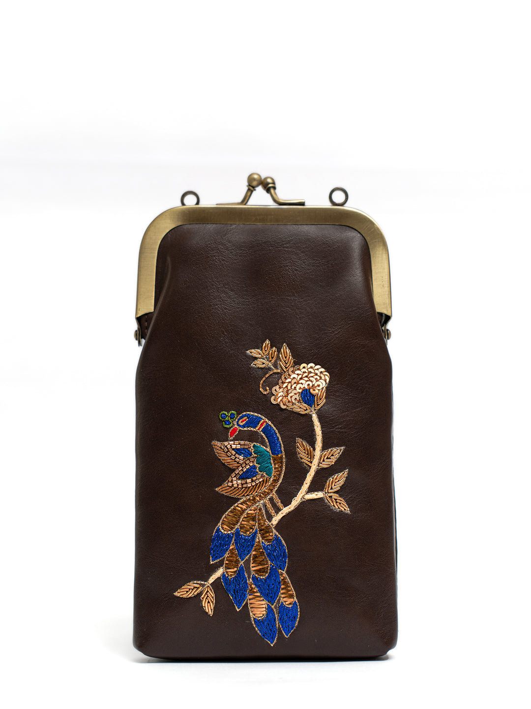 Hand Embroidered Peacock Royale Mobile Sling