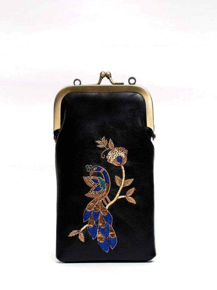 Hand Embroidered Peacock Royale Mobile Sling