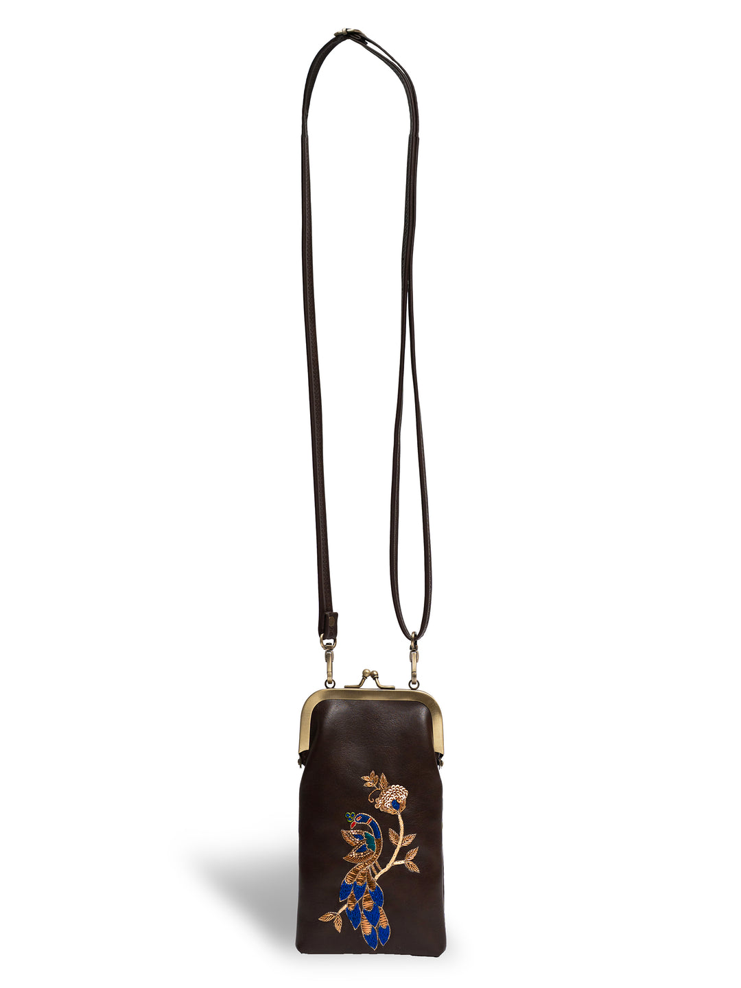 Hand Embroidered Peacock Royale Mobile Sling