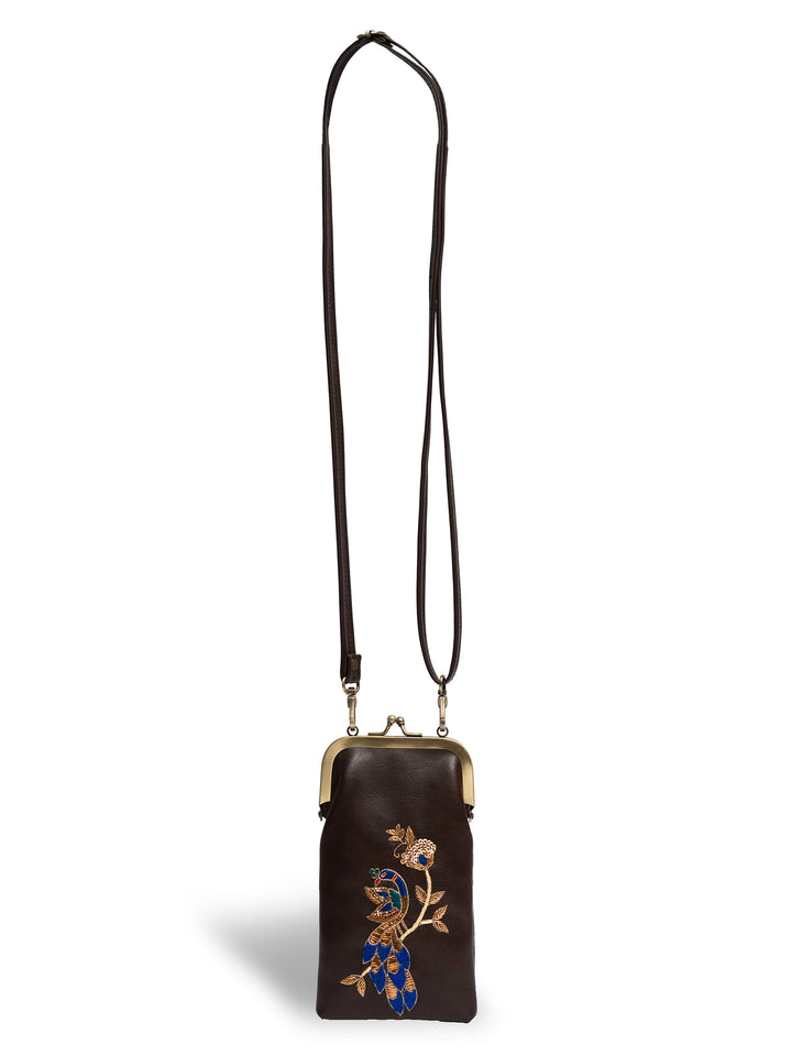 Hand Embroidered Peacock Royale Mobile Sling