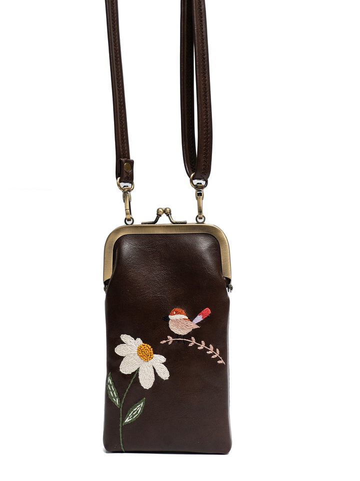 Hand Embroidered Chirpy Bloom Mobile Sling