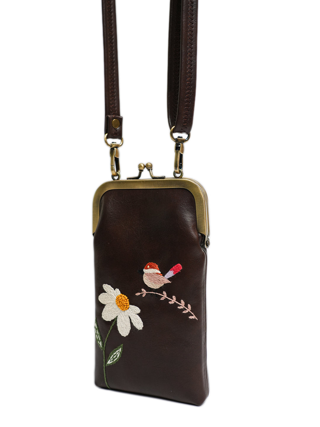 Hand Embroidered Chirpy Bloom Mobile Sling