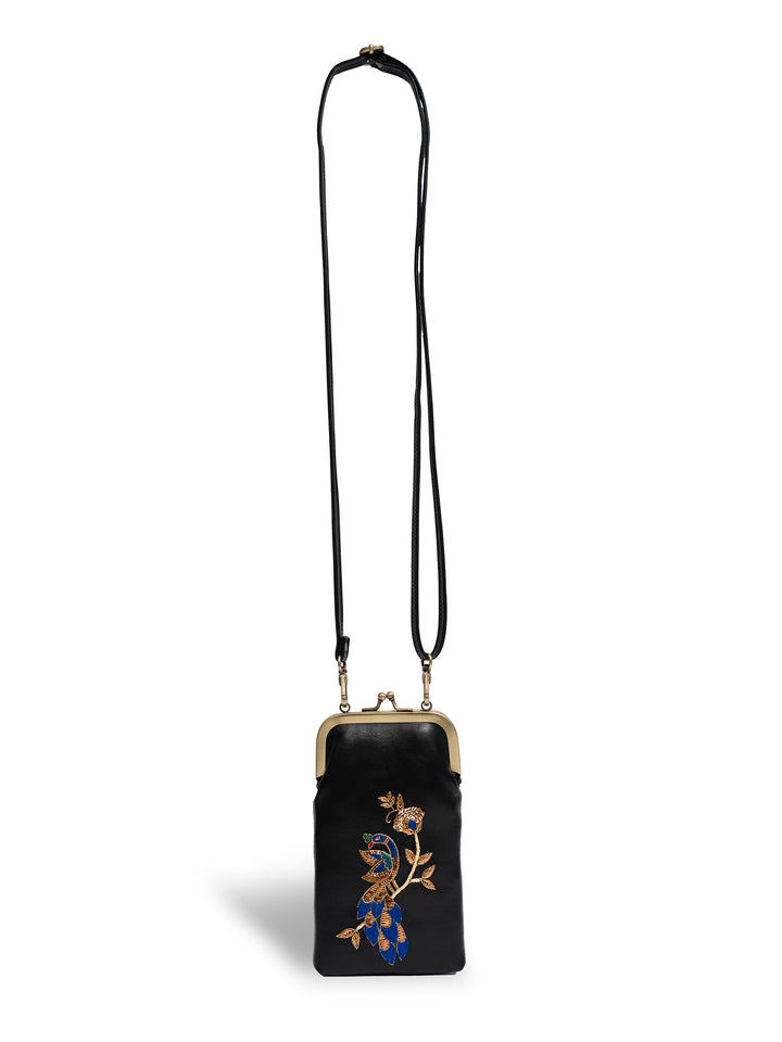 Hand Embroidered Peacock Royale Mobile Sling