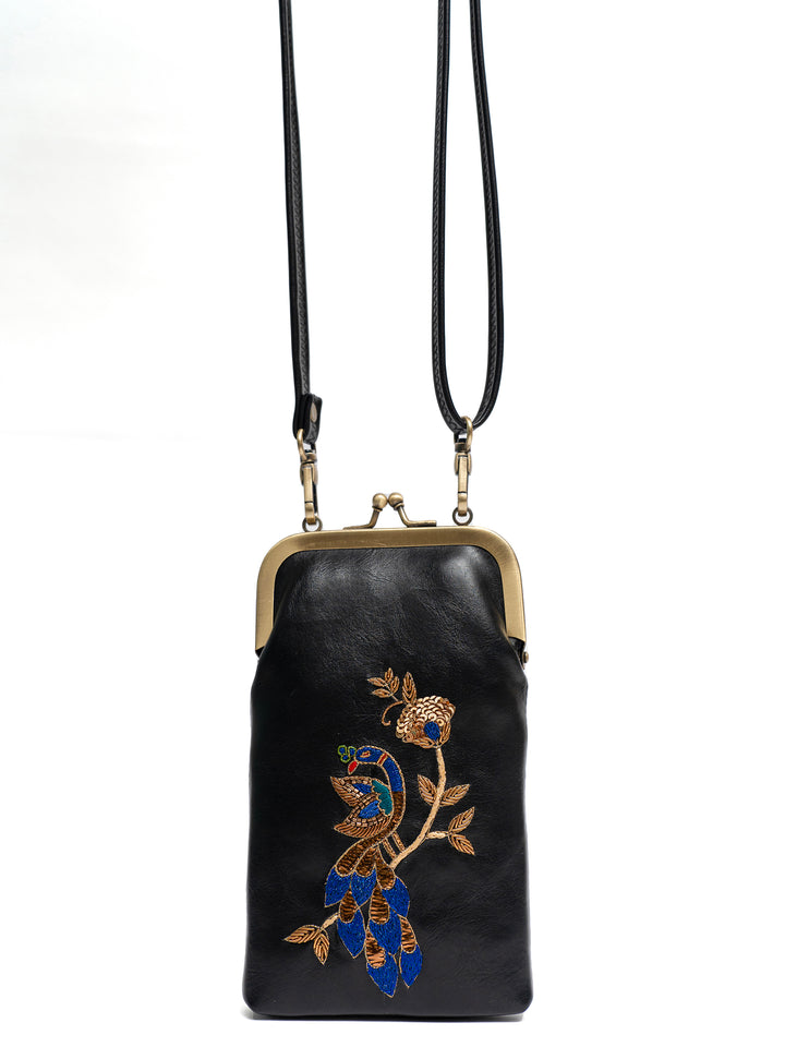 Hand Embroidered Peacock Royale Mobile Sling