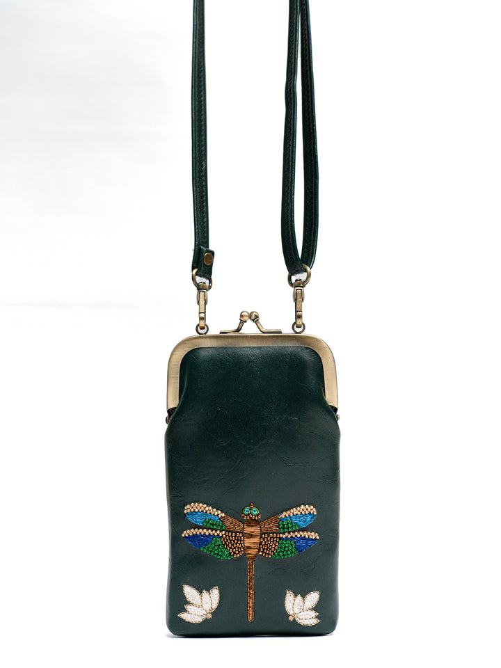 Hand Embroidered Dragonfly Mobile Sling