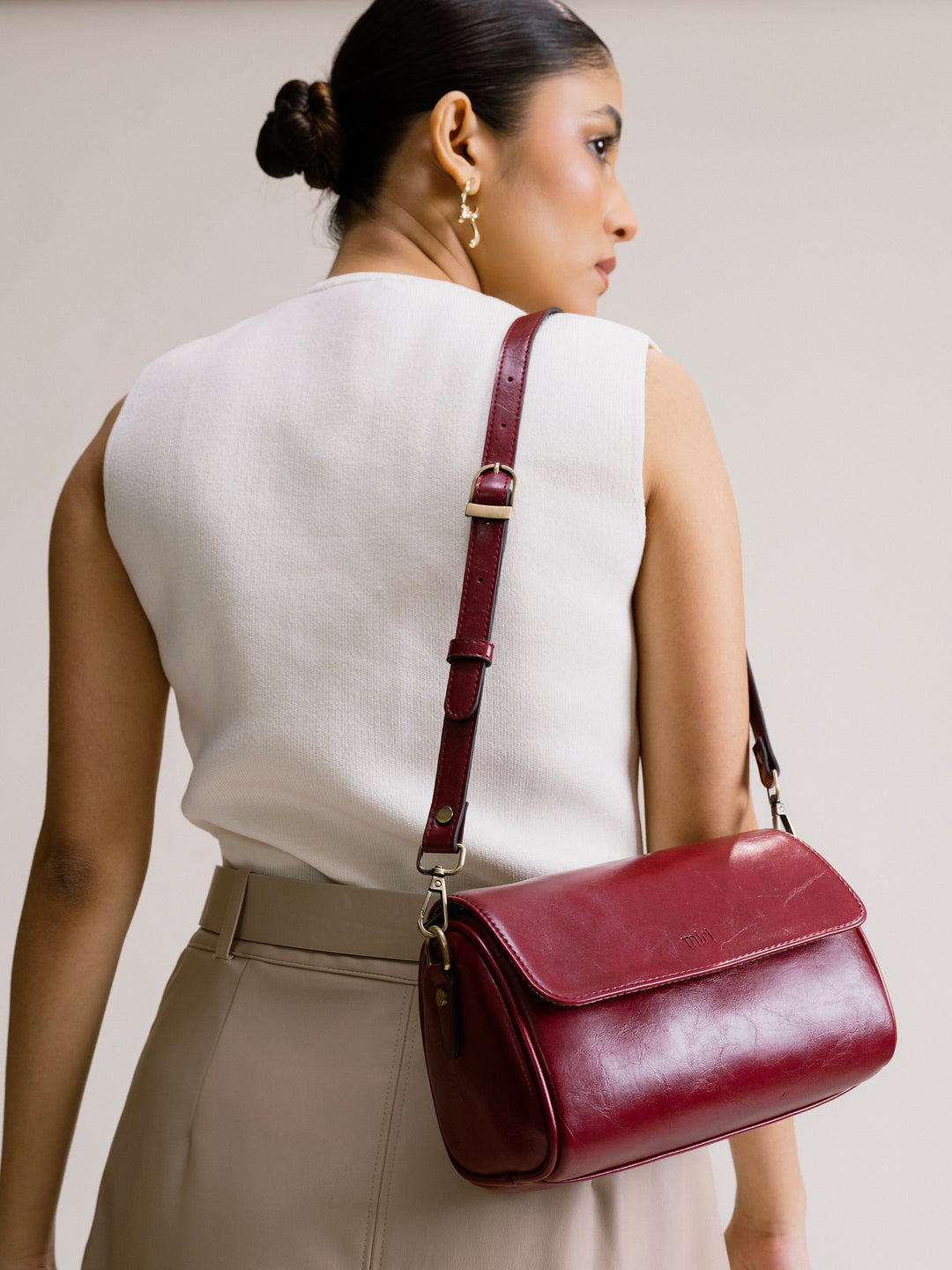 Rosewood Maroon Retro Style Flap Sling