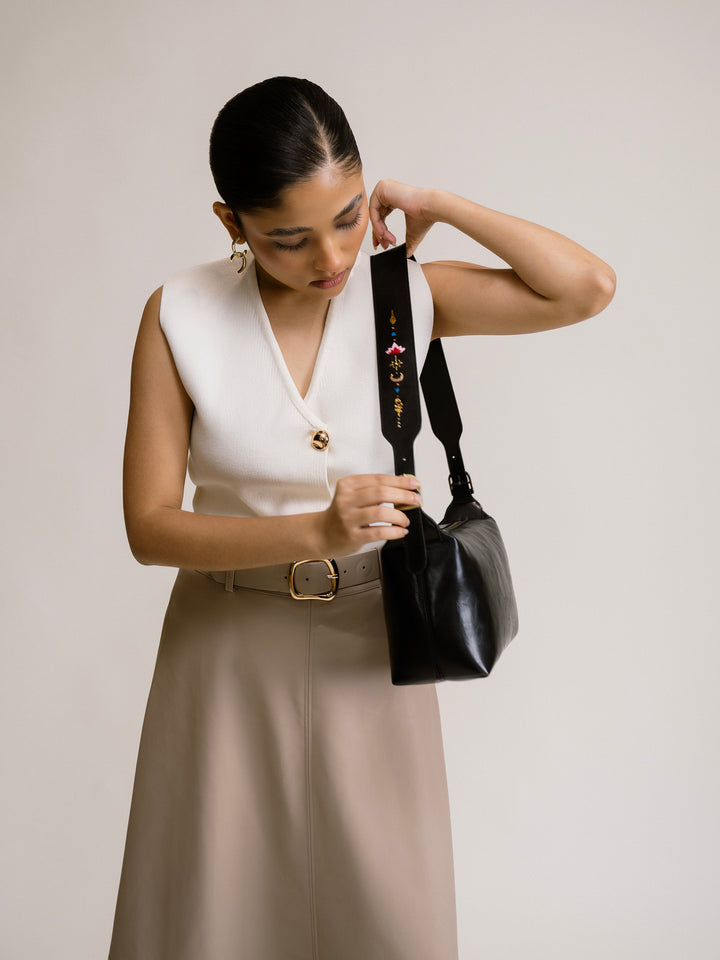 Hand Embroidered Mini Tote Bag