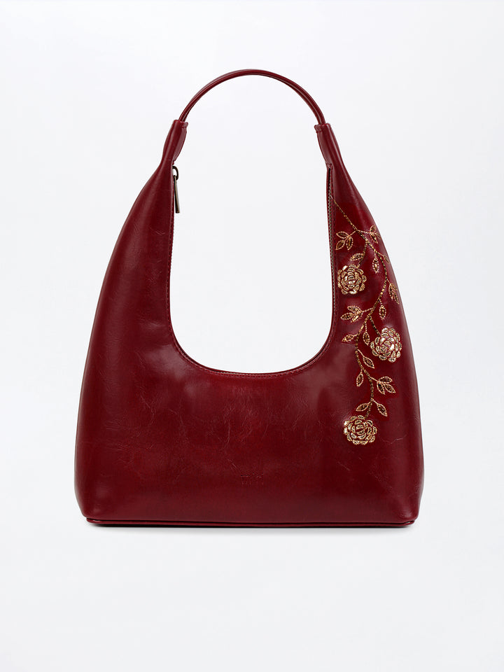 Gulzar Hand Embroidered Tote Bag - Deep Burgundy