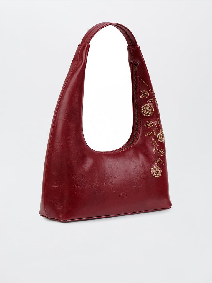 Gulzar Hand Embroidered Tote Bag - Deep Burgundy