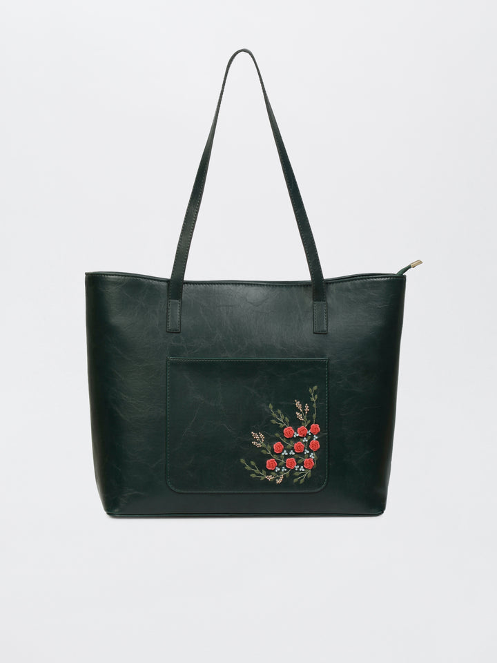 Van Gulab Hand Embroidered Safar Tote - Green