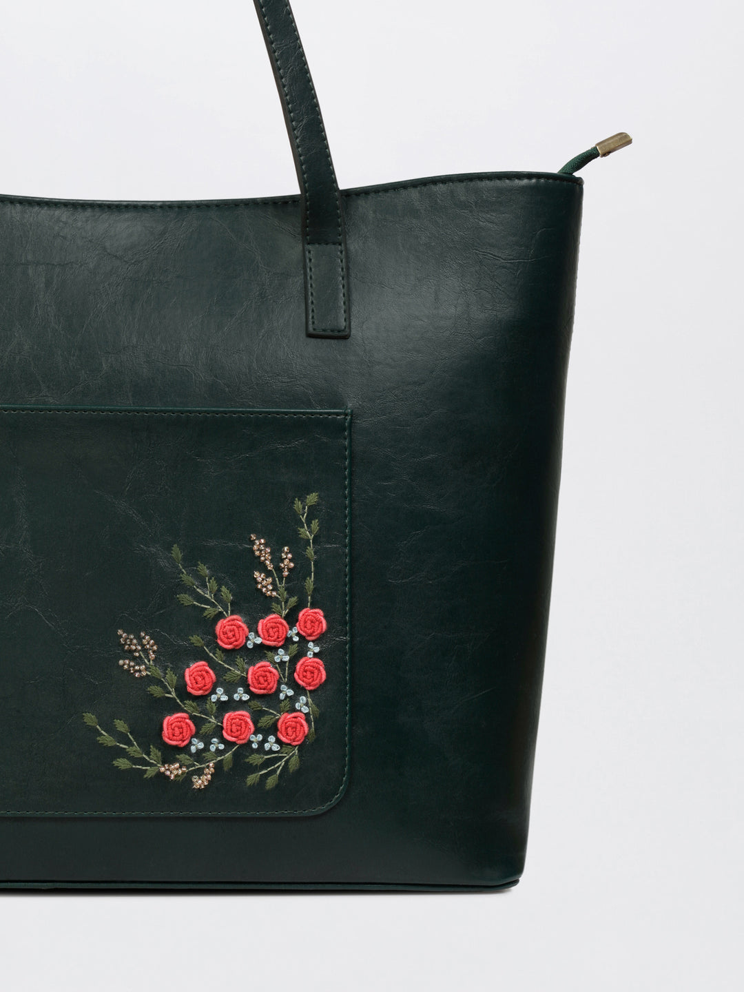 Van Gulab Hand Embroidered Safar Tote - Green