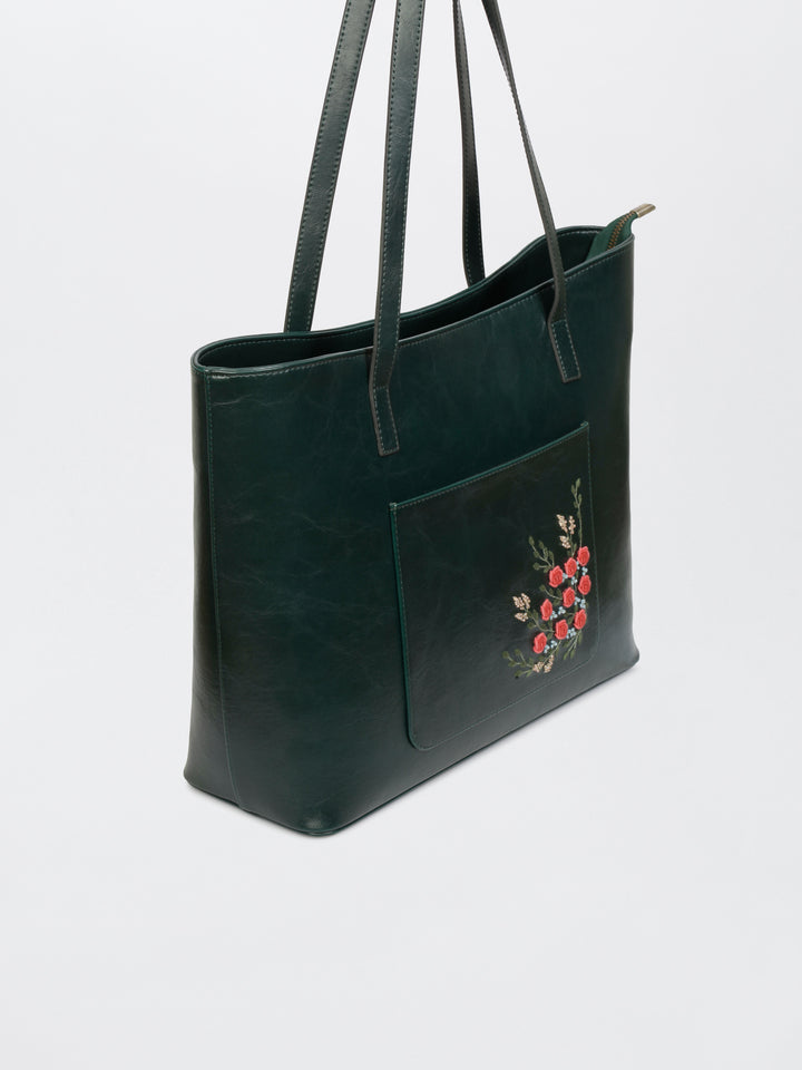 Van Gulab Hand Embroidered Safar Tote - Green