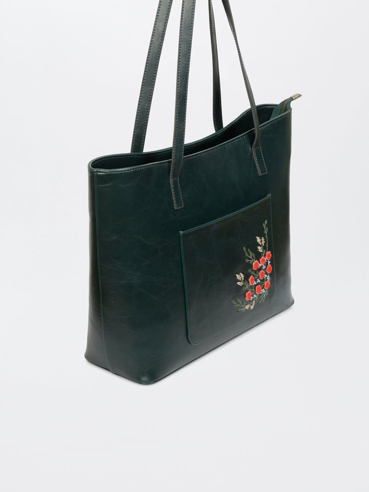 Van Gulab Hand Embroidered Safar Tote - Green