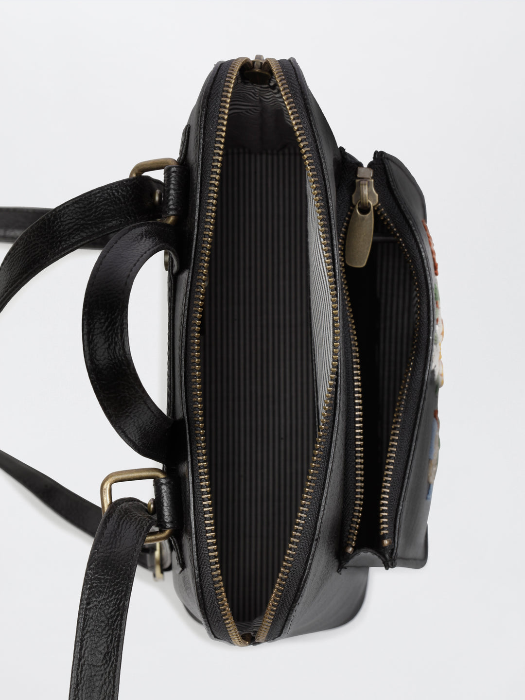 Rose Cross Stitch Convertible Backpack Cum Sling