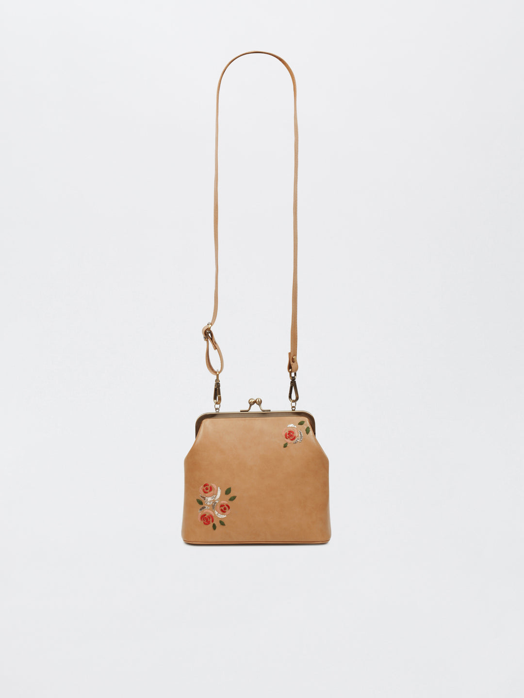 Three Roses - Hand Embroidered Vintage Clutch - Beige
