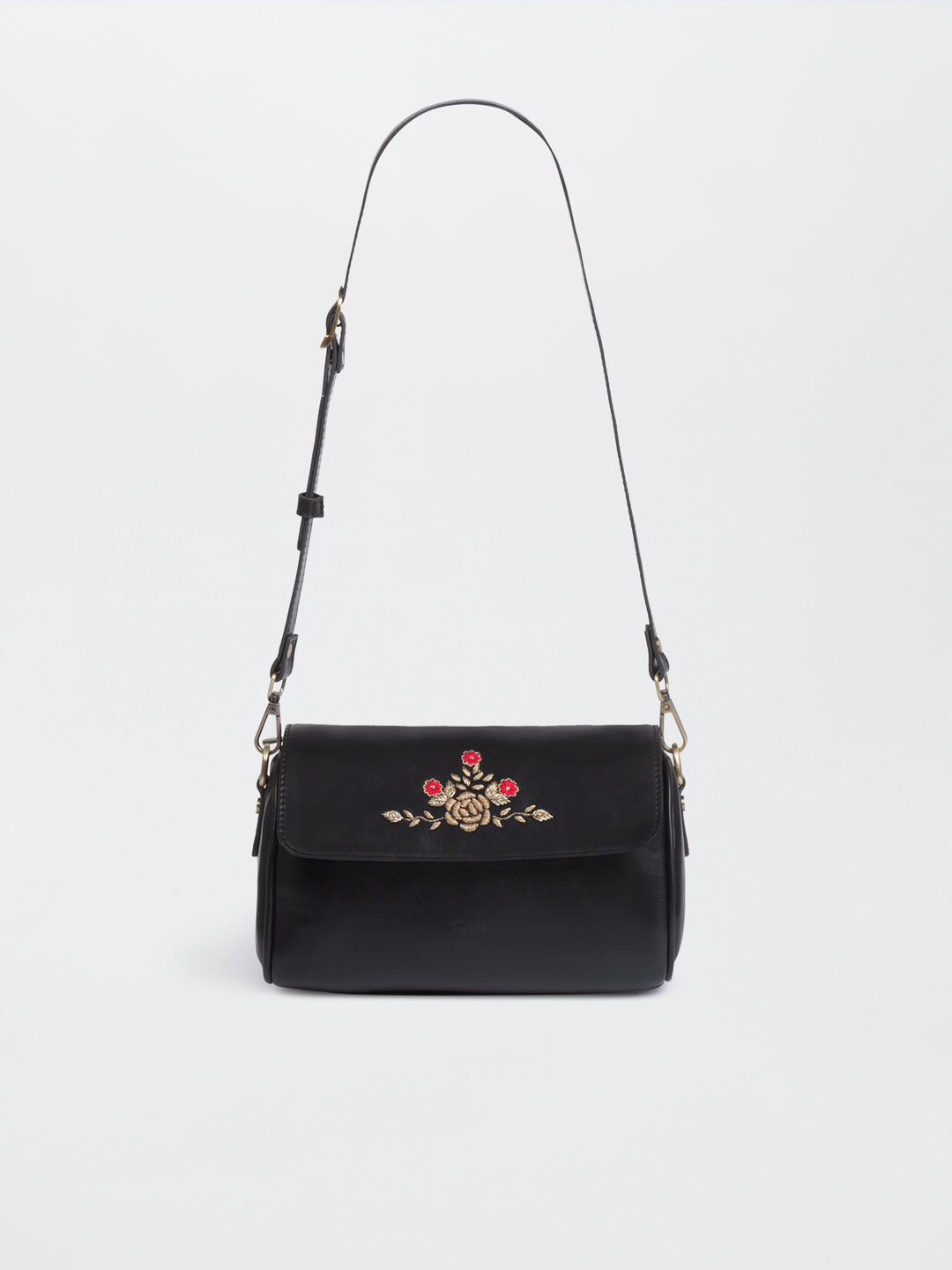 Zari Roses Retro Style Flap Sling - Black