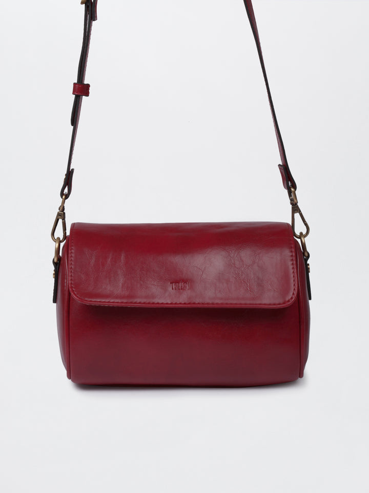 Rosewood Maroon Retro Style Flap Sling