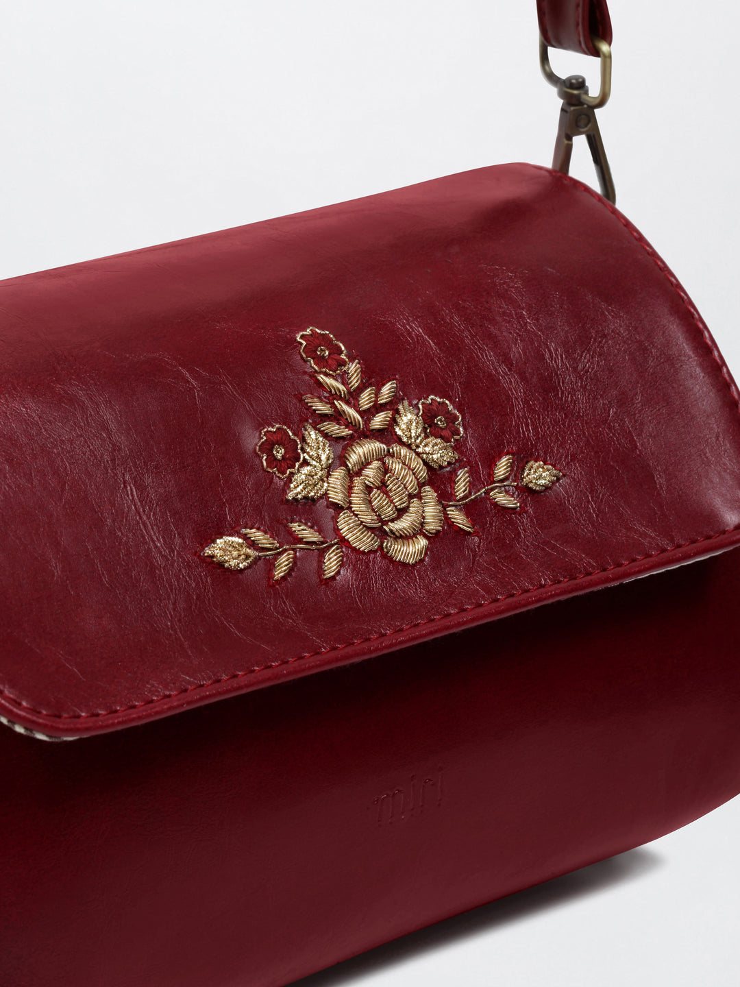 Naqsh - Hand Embroidered Retro Flap Sling - Maroon