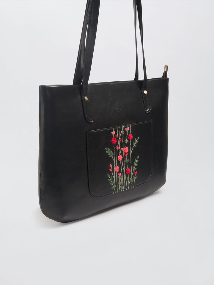 Black Rosebud Tote