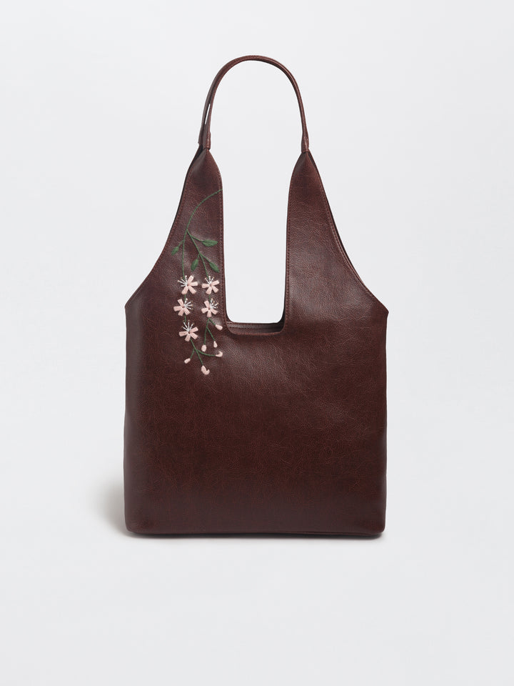 Hand Embroidered Cherry Blossoms Tote Bag