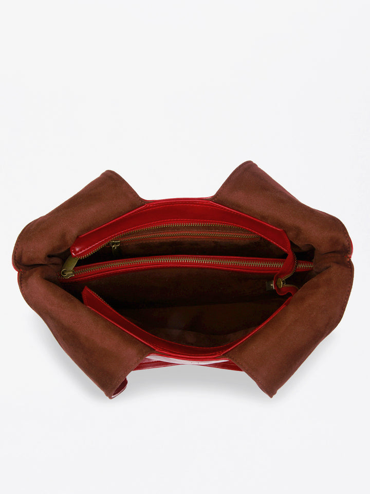 Misty Petals Hand Embroidered Chowk Tote - Kafal Berry